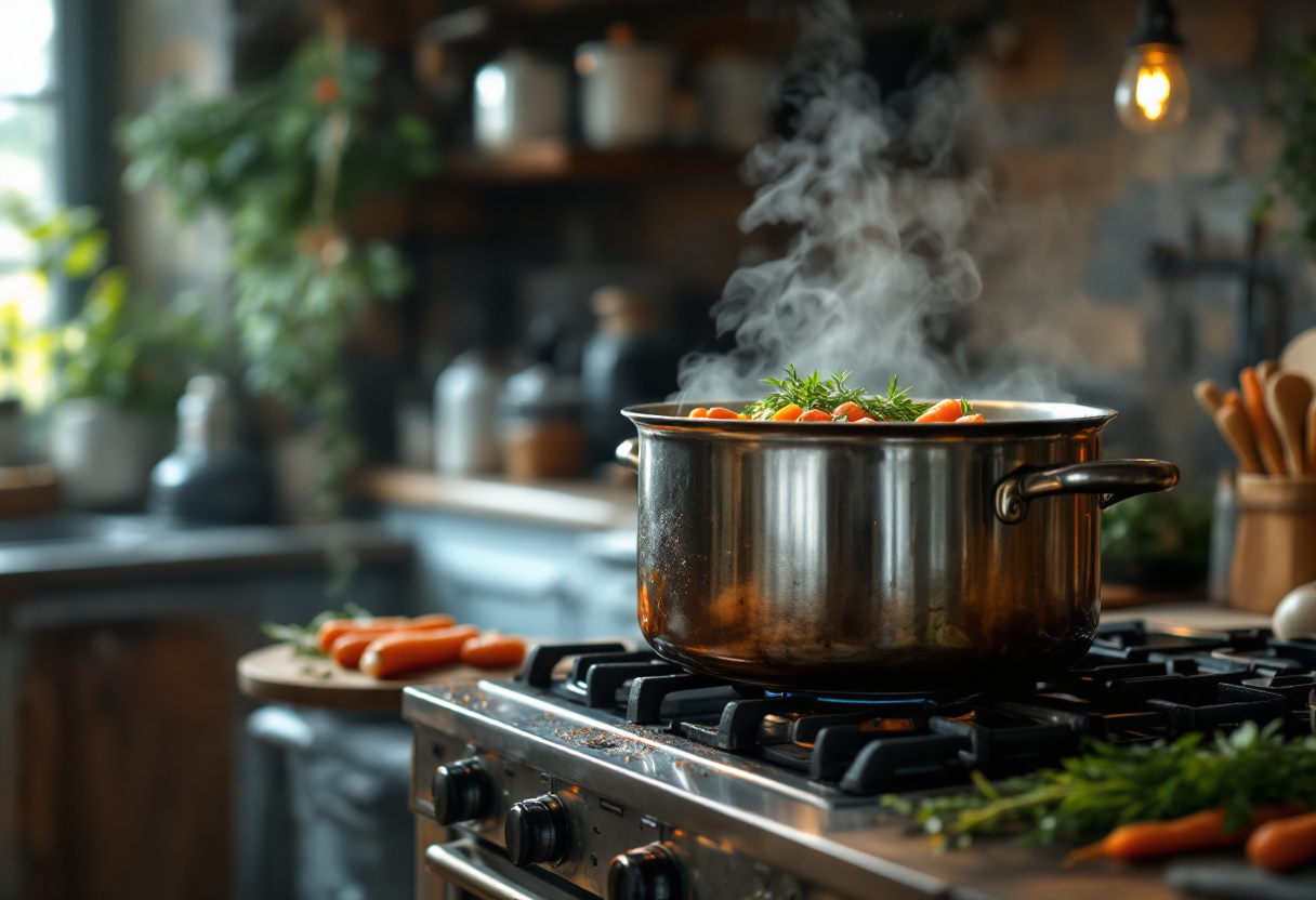 Preparazione di un brodo di carne ricco e saporito