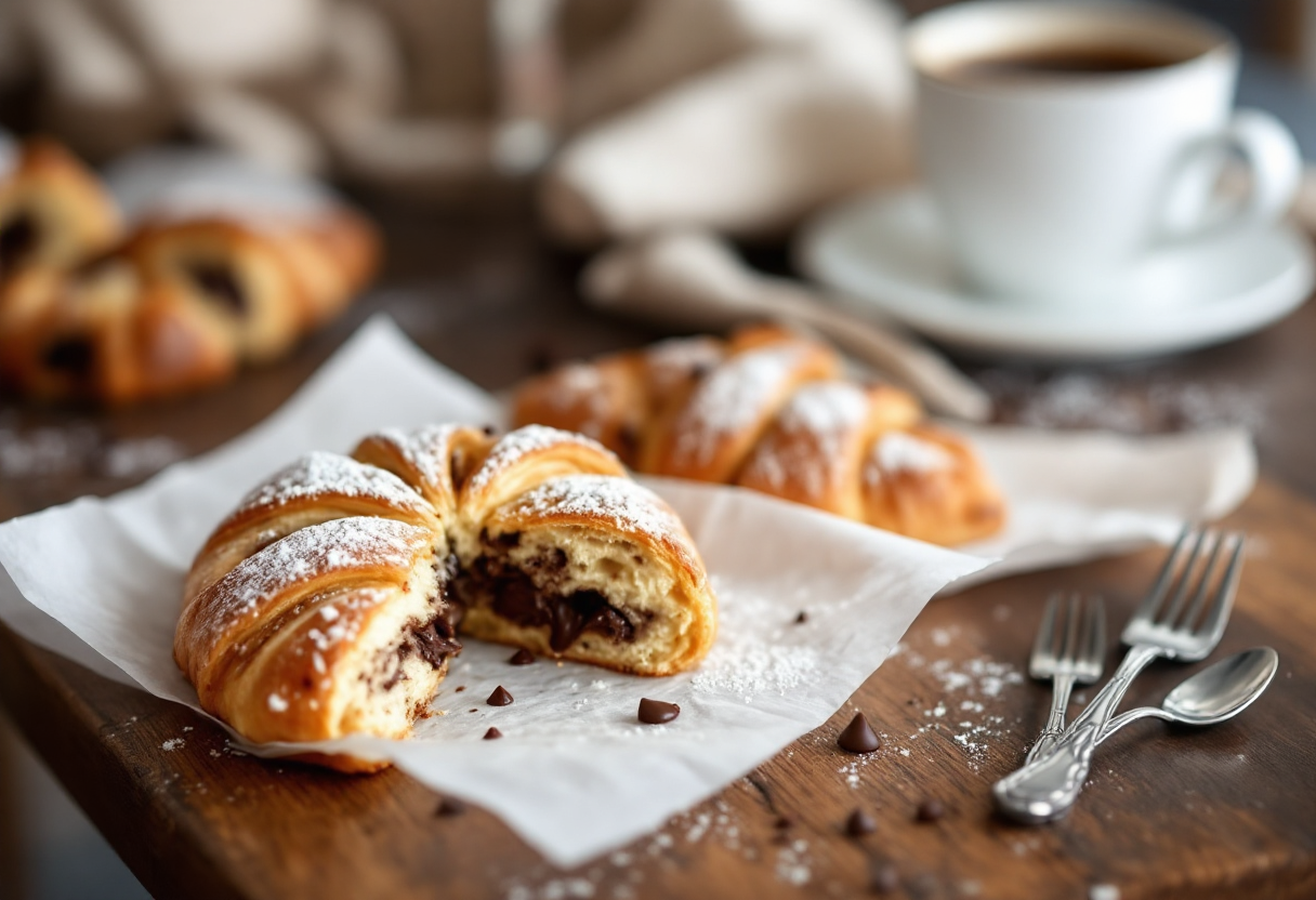 Bruno Barbieri con un pain au chocolat di Motta