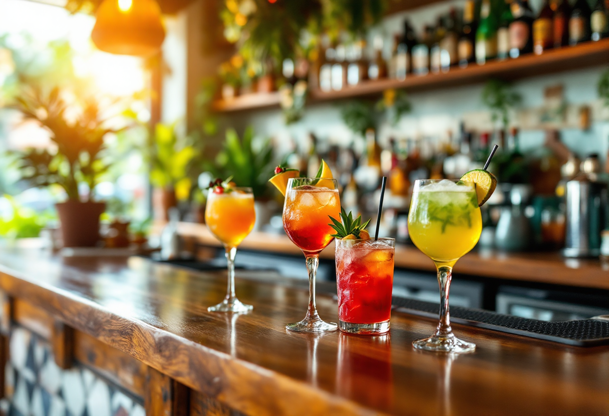 Bottiglia di cachaça con bicchieri e canna da zucchero