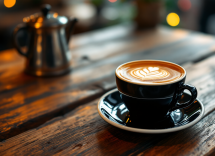 Tazza di caffè napoletano con vista sulla città