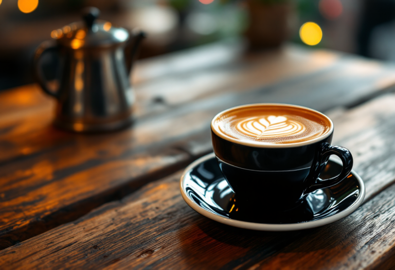 Tazza di caffè napoletano con vista sulla città