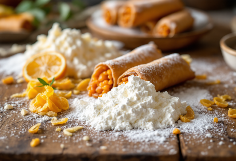 Delizioso cannolo siciliano con ricotta e cioccolato