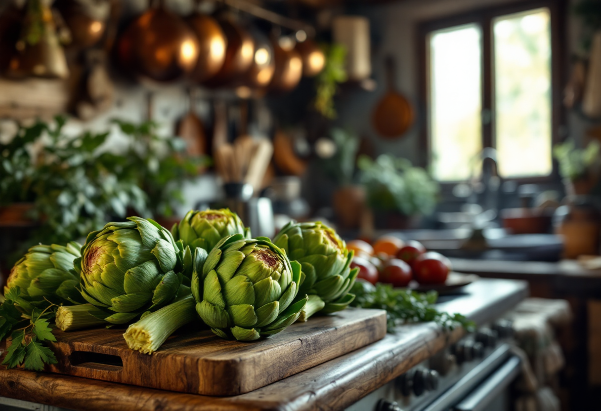 Carciofi alla romana serviti su un piatto elegante