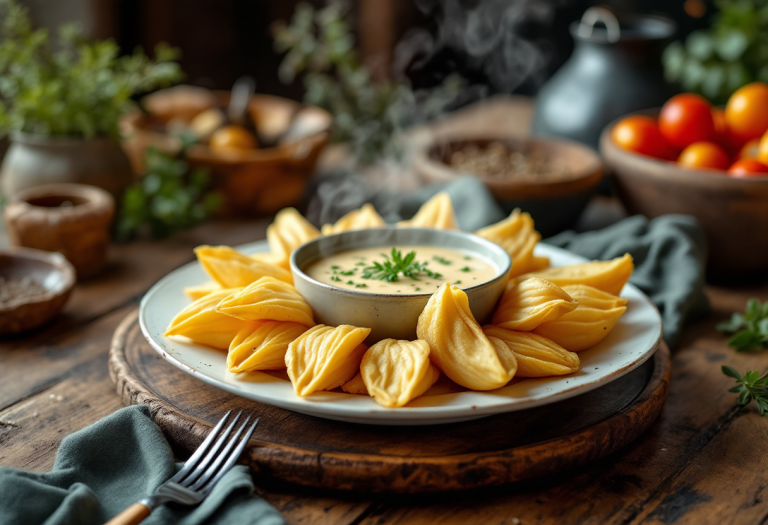 Cardi freschi serviti con bagna cauda tradizionale