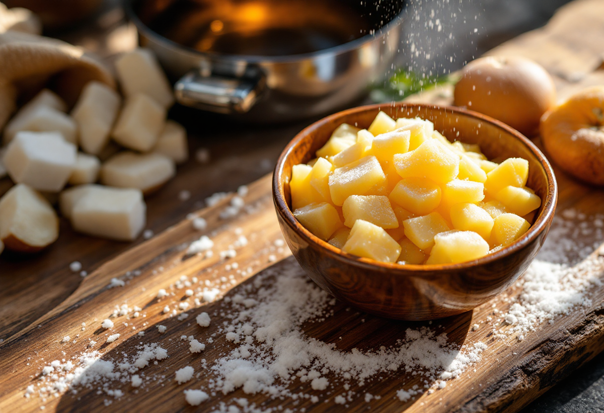 Cecina dolce servita su un piatto con decorazioni