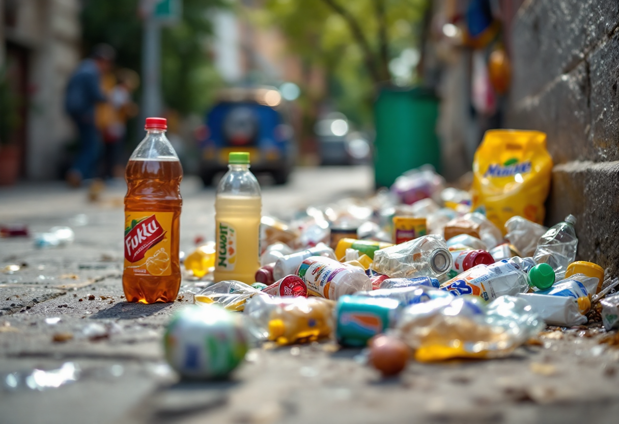 Logo Coca Cola con simboli di greenwashing e sostenibilità