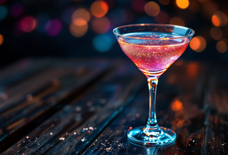 Cocktail festivo con glitter per le celebrazioni natalizie