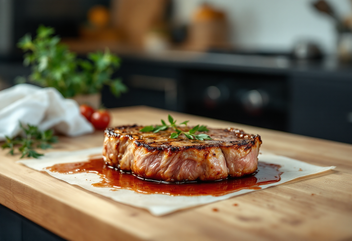 Entrecôte cotta alla perfezione con contorni