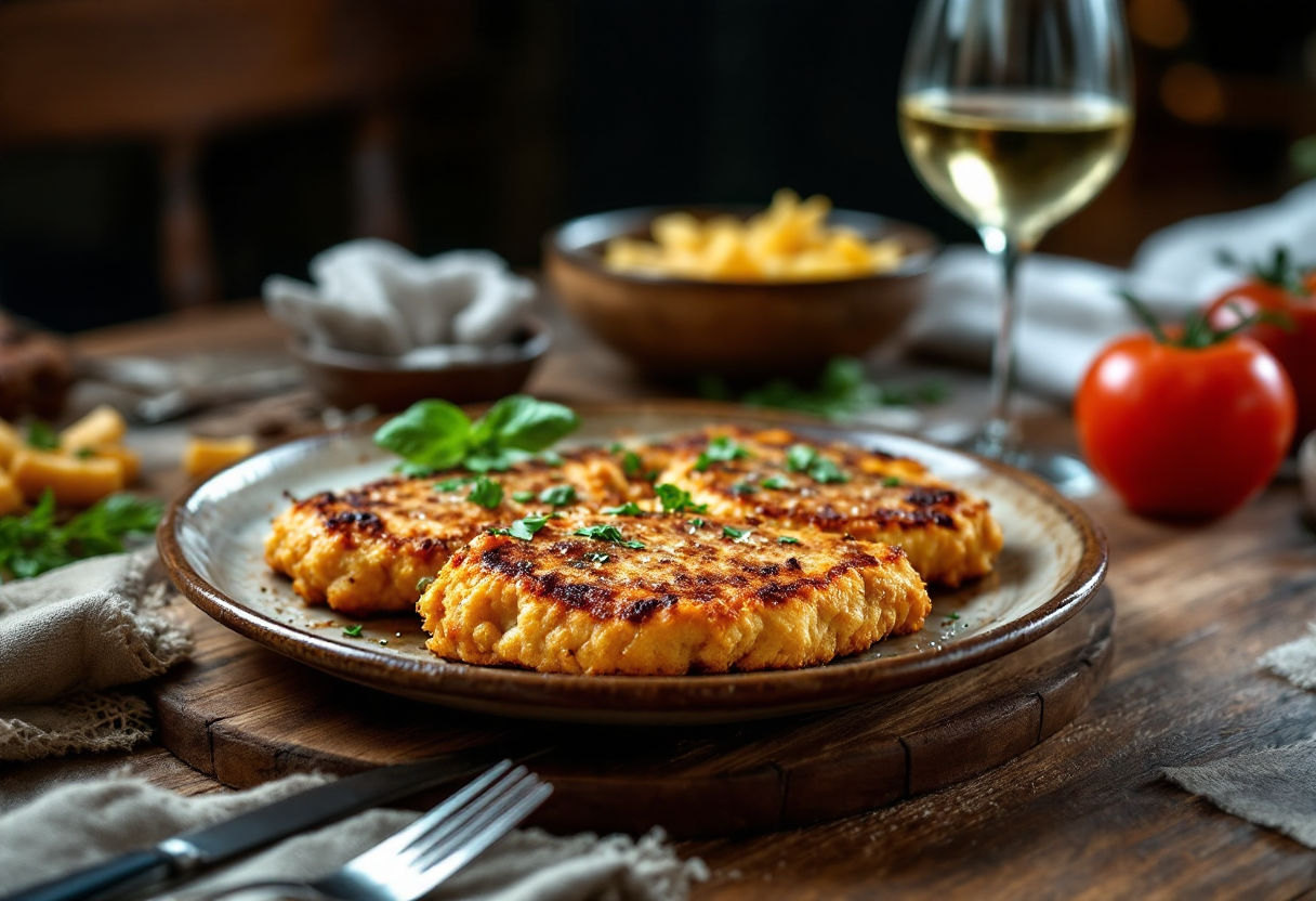 Cotolette di lenticchie dorate su un piatto