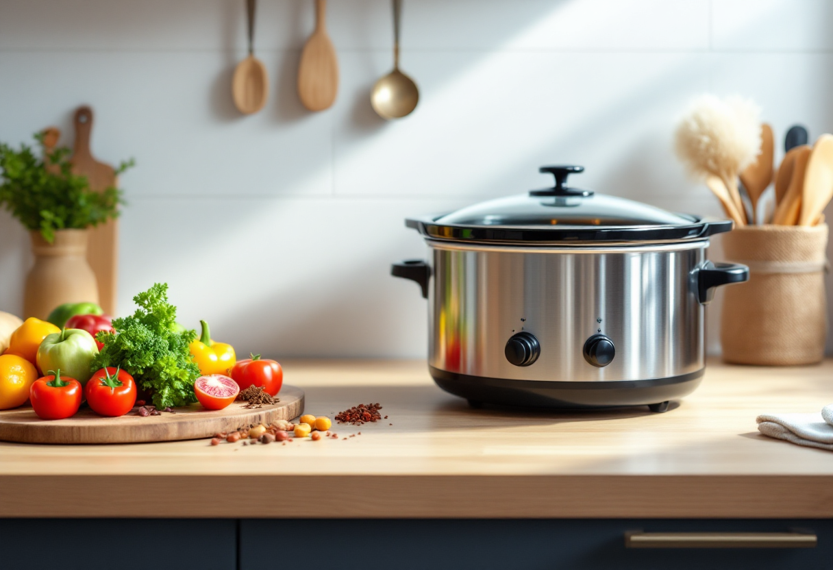 Crock-Pot in uso per preparare un pasto sano