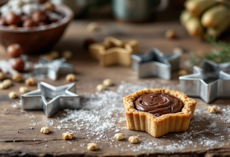 Deliziose crostatine a forma di stella al cioccolato