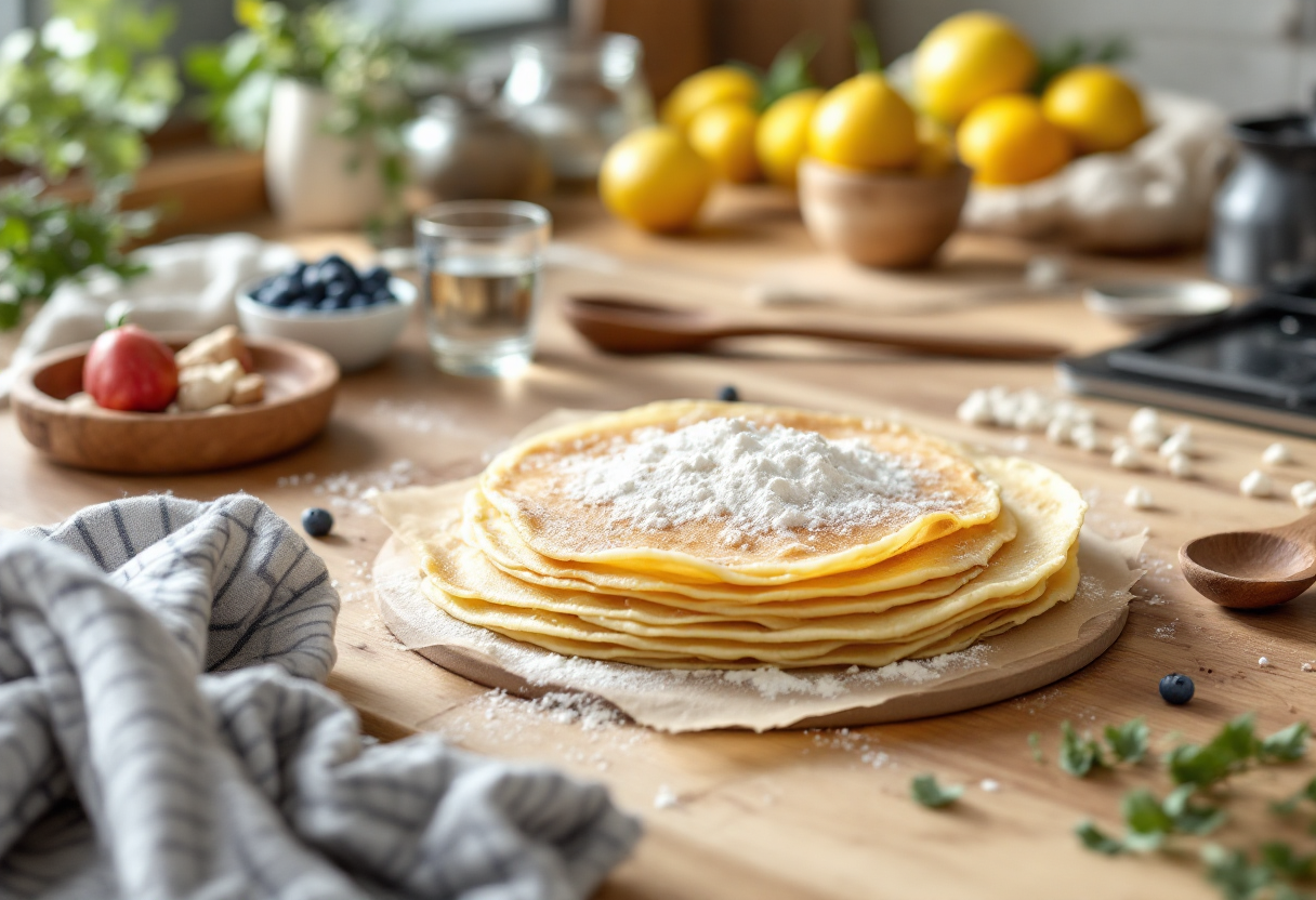 Crêpes senza latte servite con frutta fresca