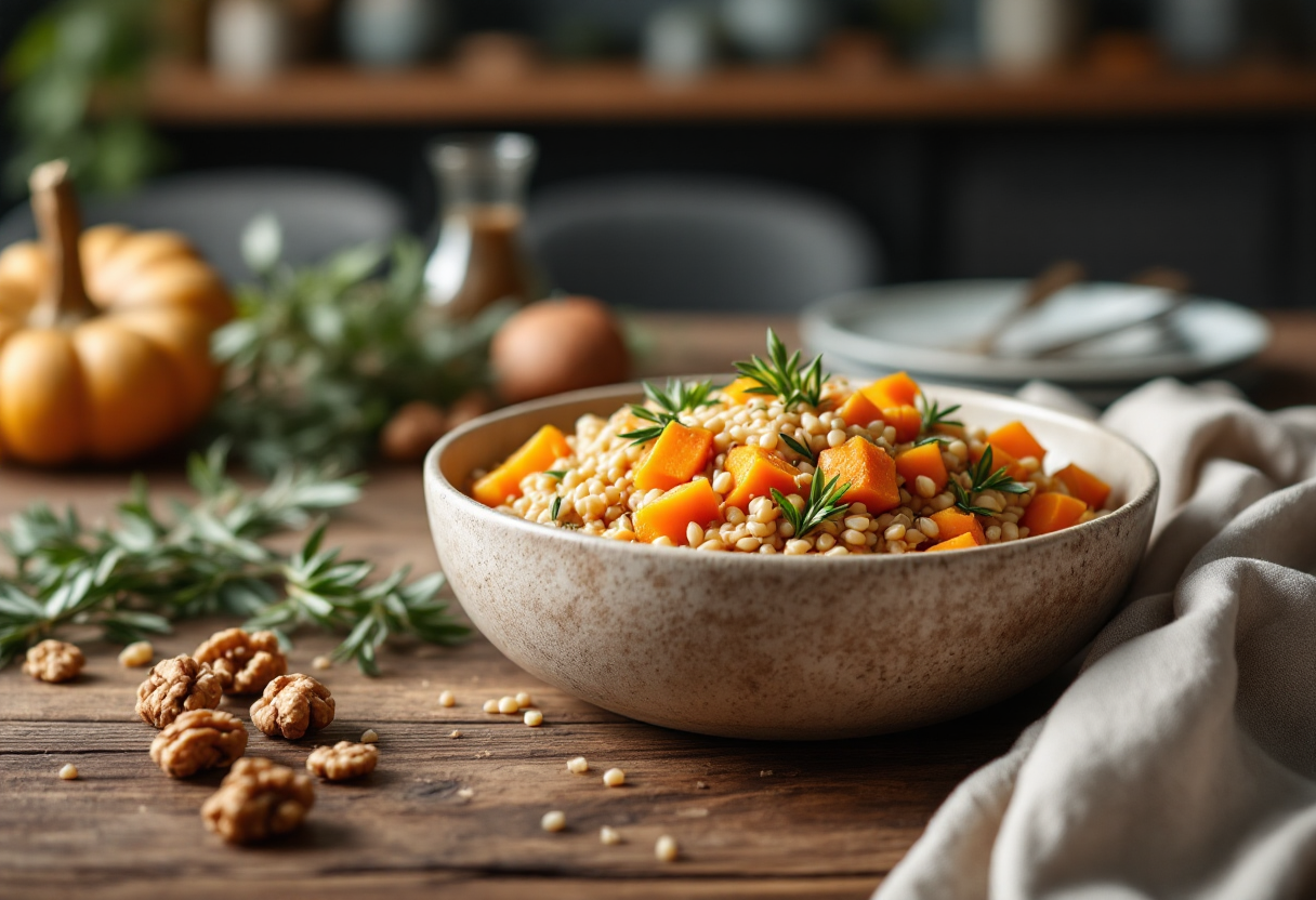 Piatto di farro con zucca, un'autentica ricetta autunnale