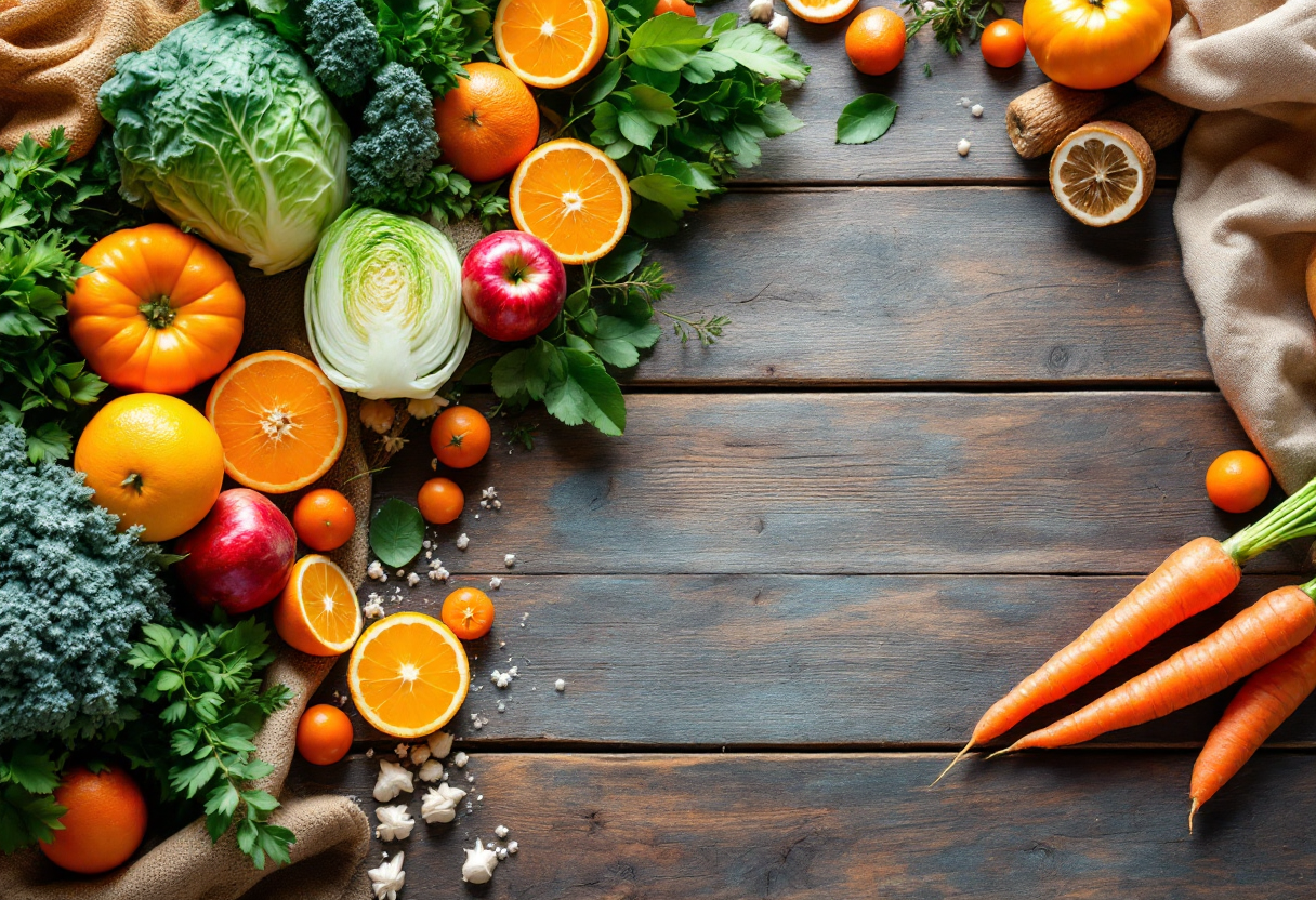 Frutta e verdura di stagione in inverno fresche e colorate