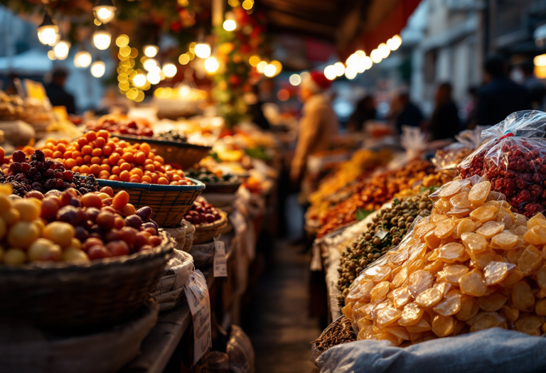 Selezione di frutta esotica e secca per le feste