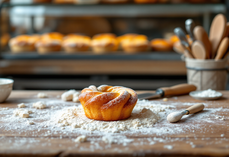 Pandoro artigianale con decorazioni natalizie