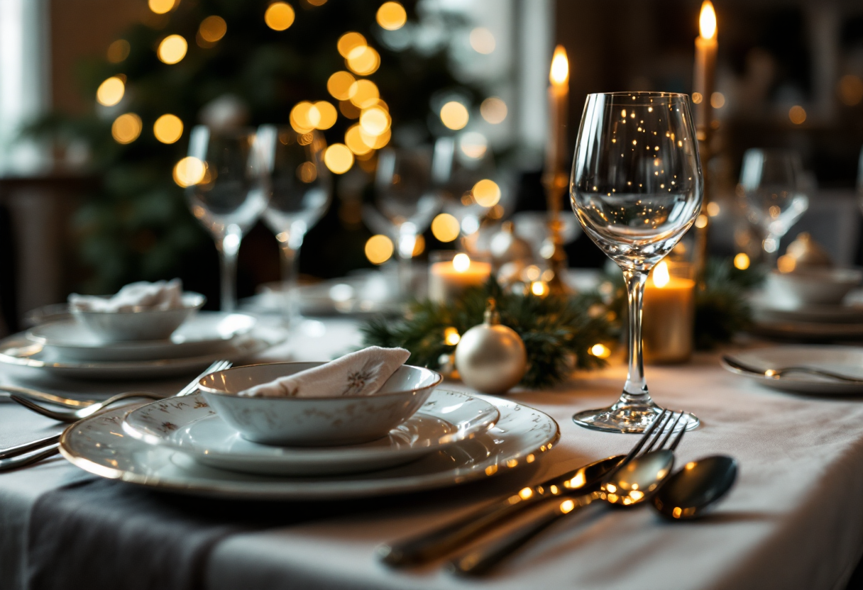 Immagine di un elegante pranzo di Natale secondo il galateo