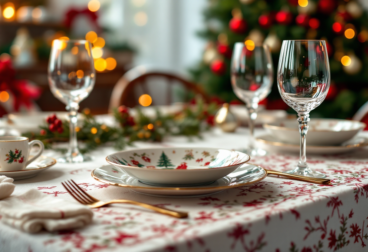 Immagine di un pranzo di Natale con piatti festivi