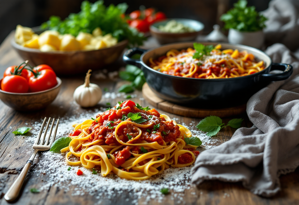 Deliziose lasagne al ragù con formaggio fuso