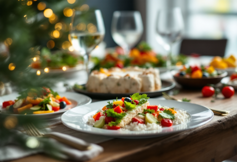 Delizioso menù natalizio vegetariano con piatti festivi