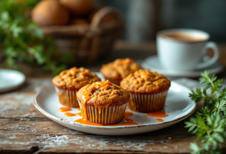 Muffin salati con crema di carota decorati per feste