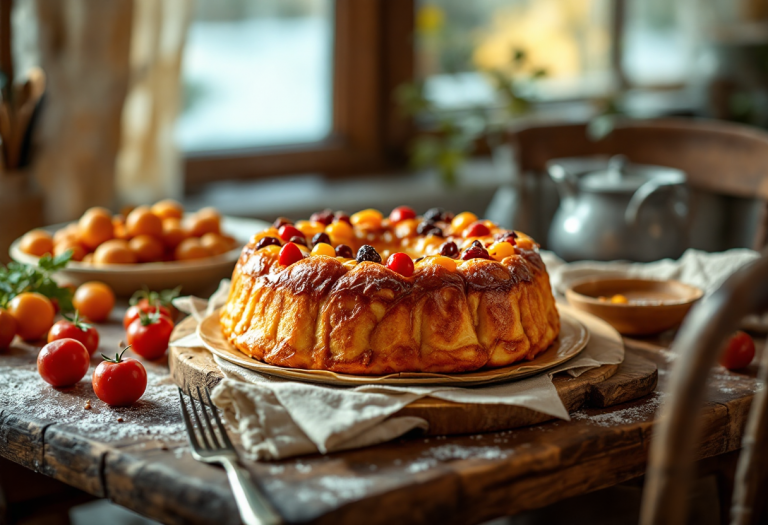 Pandolce genovese decorato per le festività natalizie