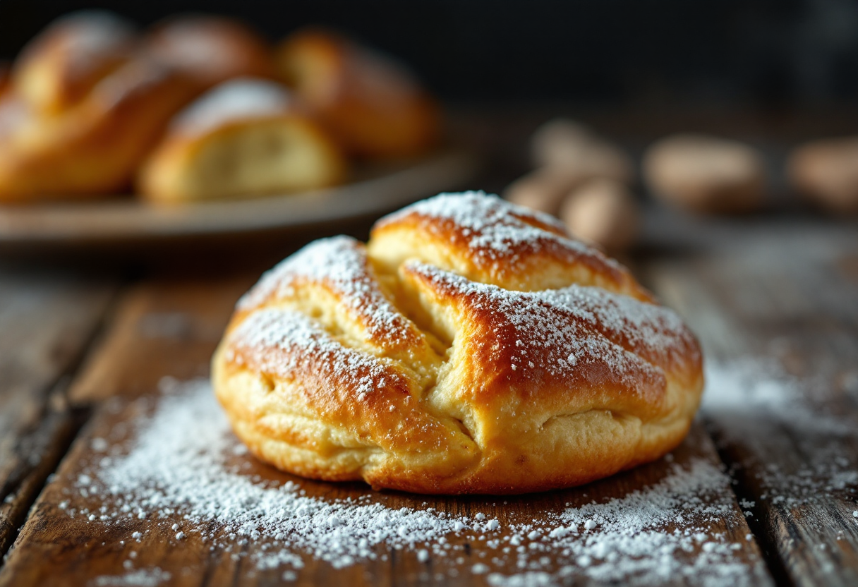 Pandoro decorato con zucchero a velo per Natale