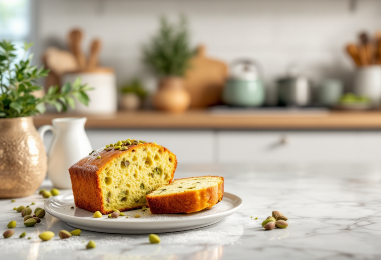 Delizioso panettone al pistacchio decorato per Natale