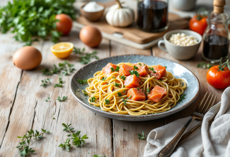 Pasta leggera con salmone affumicato e senza panna