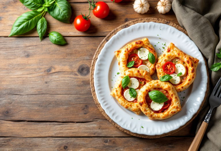 Pizzette senza impasto pronte per un antipasto festivo