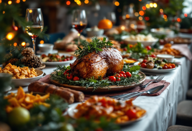 Immagine di un tavolo imbandito per il pranzo di Natale