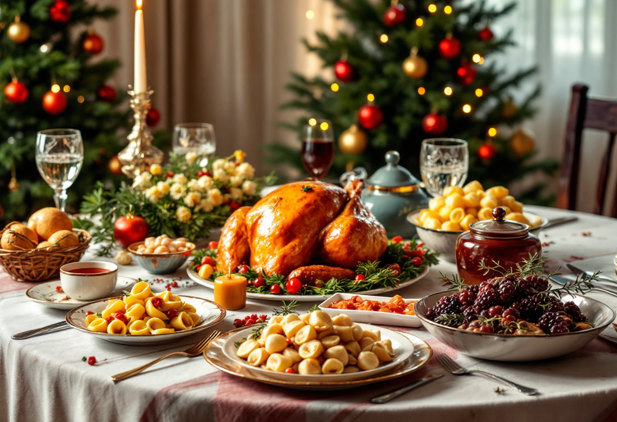 Immagine di un pranzo di Natale tipico degli anni Sessanta