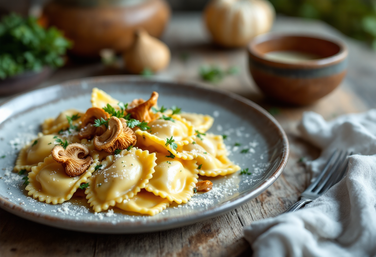 Ravioli del plin tipici della cucina piemontese