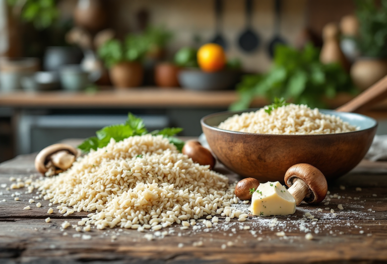 Delizioso risotto con funghi porcini e gorgonzola