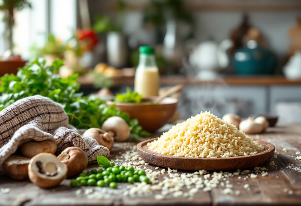 Risotto all'onda cremoso con ingredienti freschi