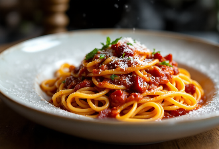 Piatto di spaghetti all'assassina tipico di Bari