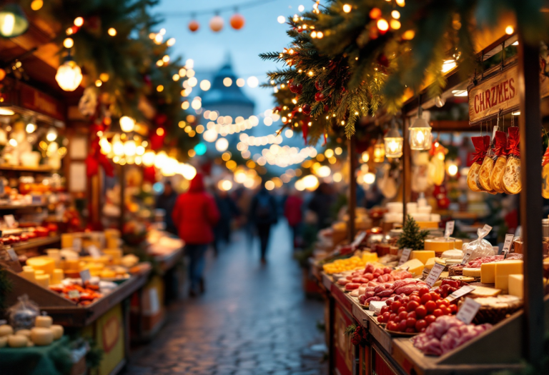 Immagine della spesa natalizia a Vicenza con cibo festivo