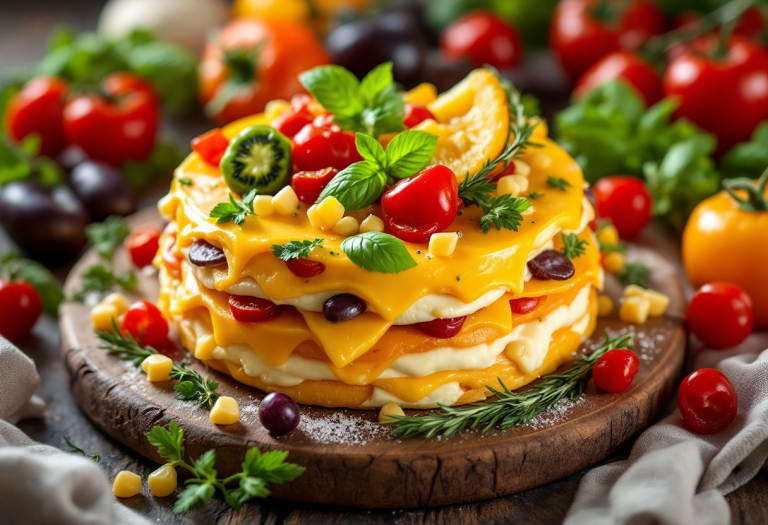 Torta di formaggio esagerata decorata con frutta fresca