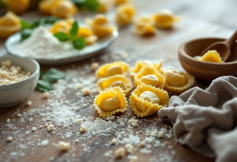 Tortellini alla bolognese serviti con salsa tradizionale