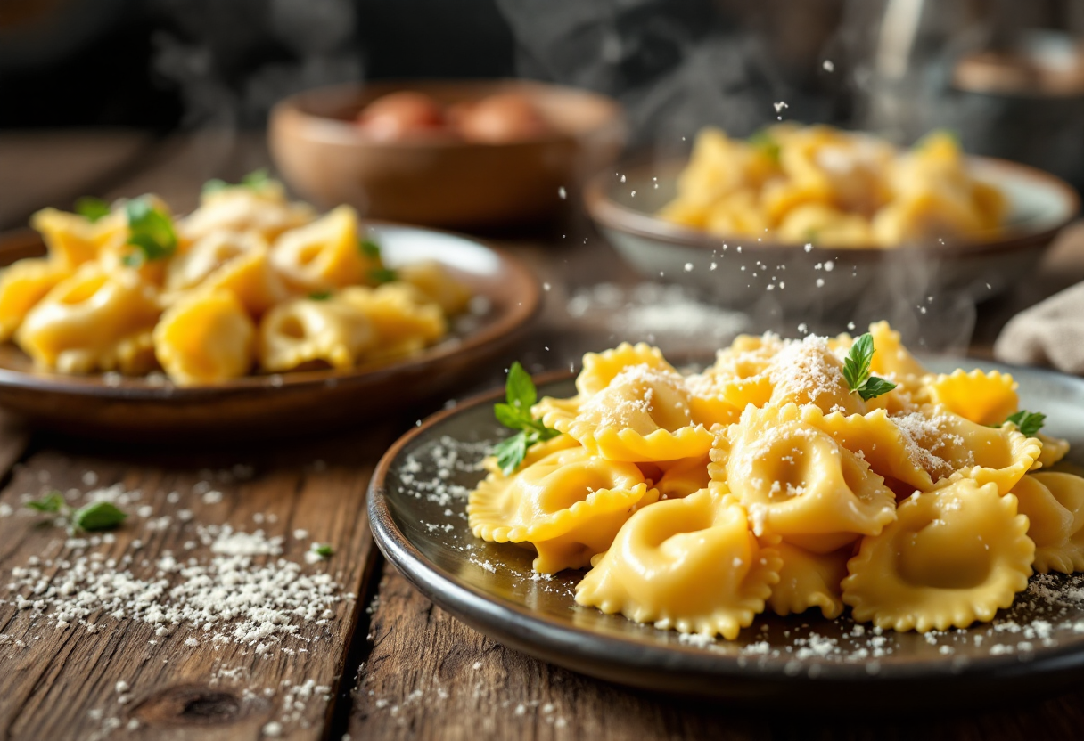 Deliziosi tortellini tipici di Bologna con ripieno tradizionale