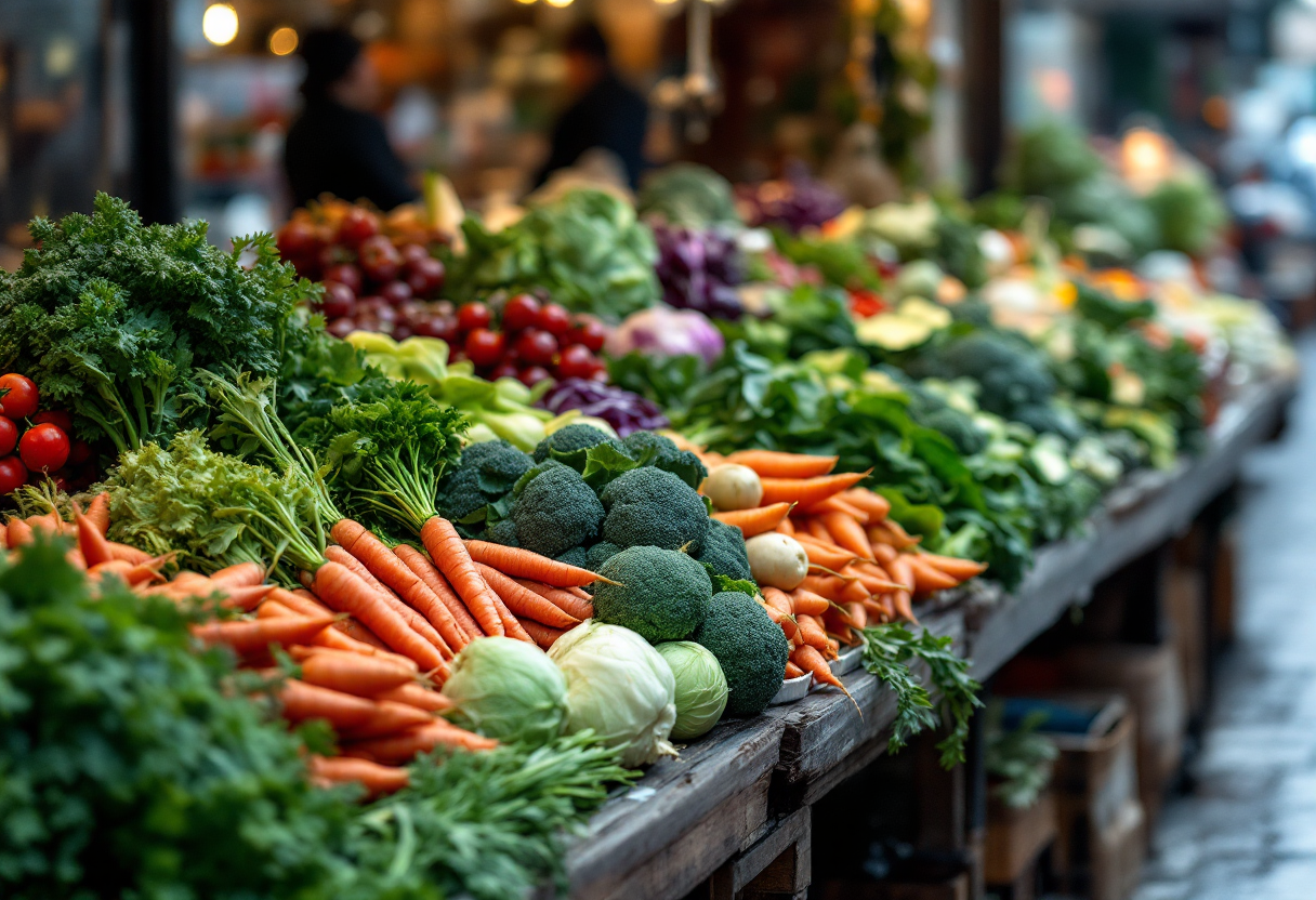 Varietà di verdure invernali fresche e nutrienti