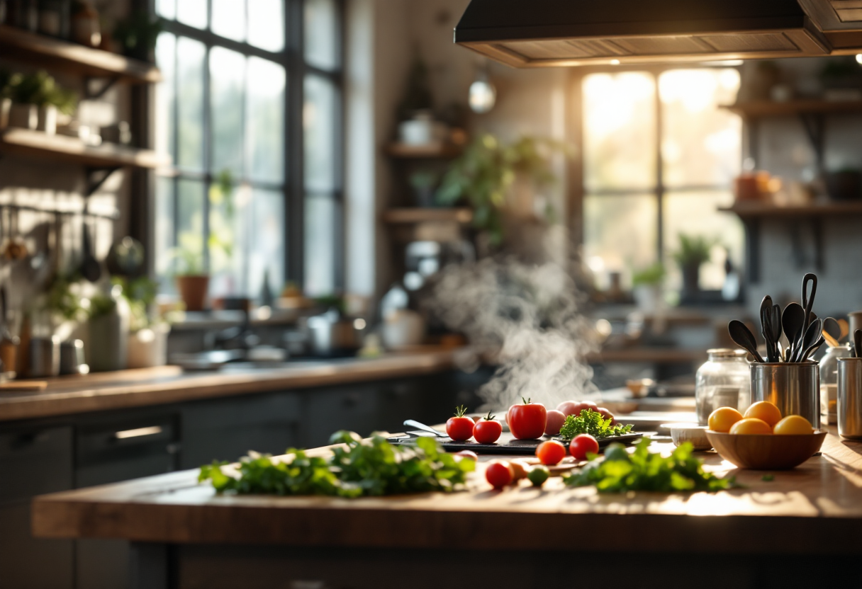 Studente in cucina durante un apprendistato vegano in Austria