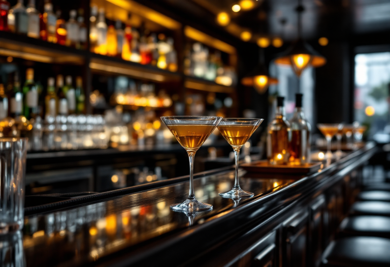 Bartender calabrese in azione durante la serata di gala a Roma