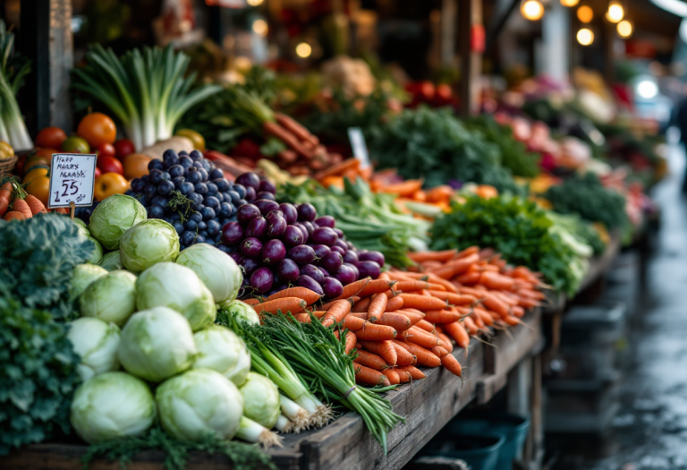 Varietà di verdure invernali fresche e nutrienti