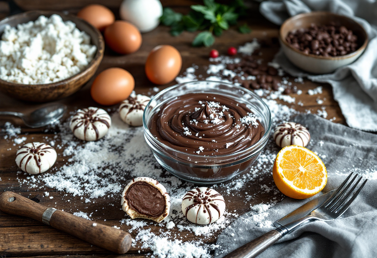 Biscotti deliziosi ripieni di mousse al cioccolato