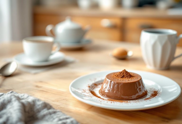 Budino proteico al cacao servito in una ciotola