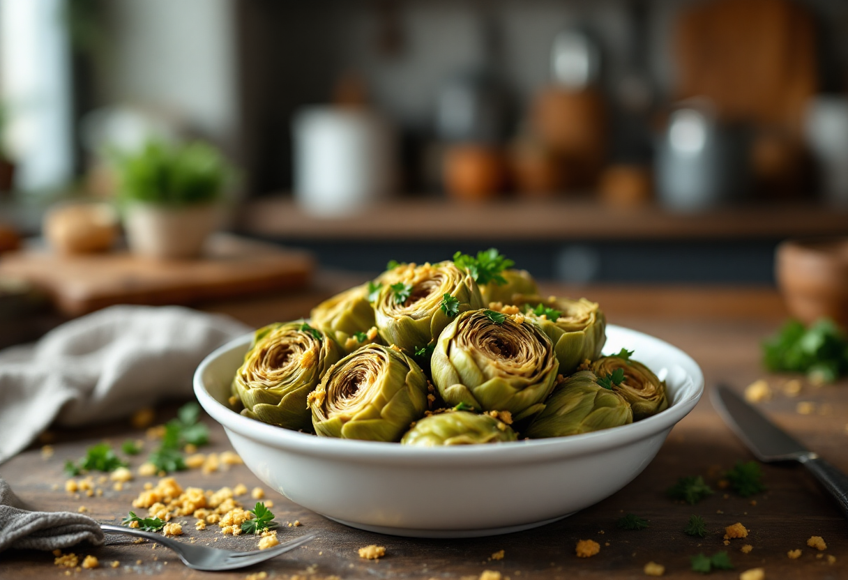 Carciofi gratinati al forno con formaggio croccante