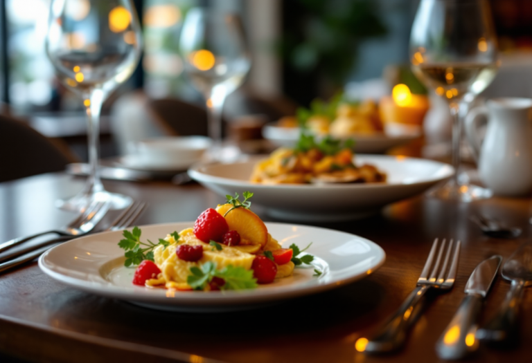 Immagine di una cena gourmet servita elegantemente