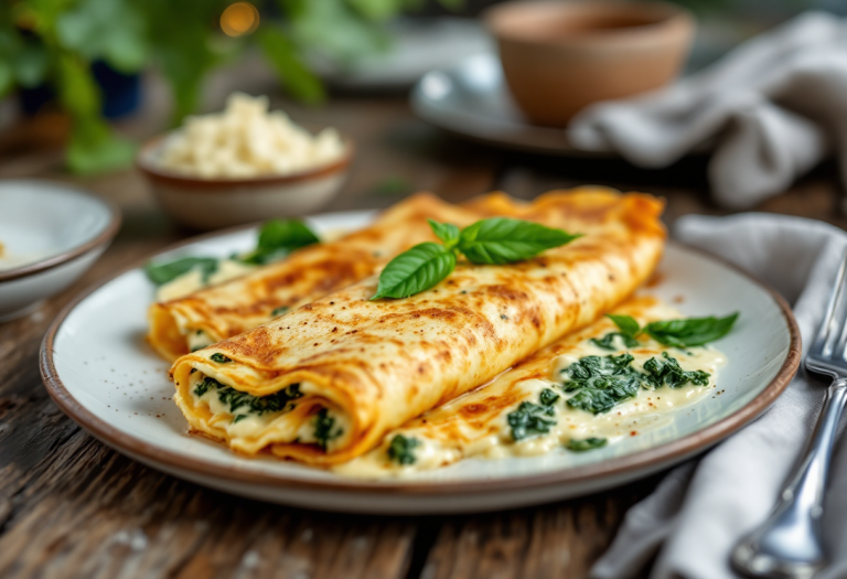 Crespelle farcite con ricotta e spinaci freschi