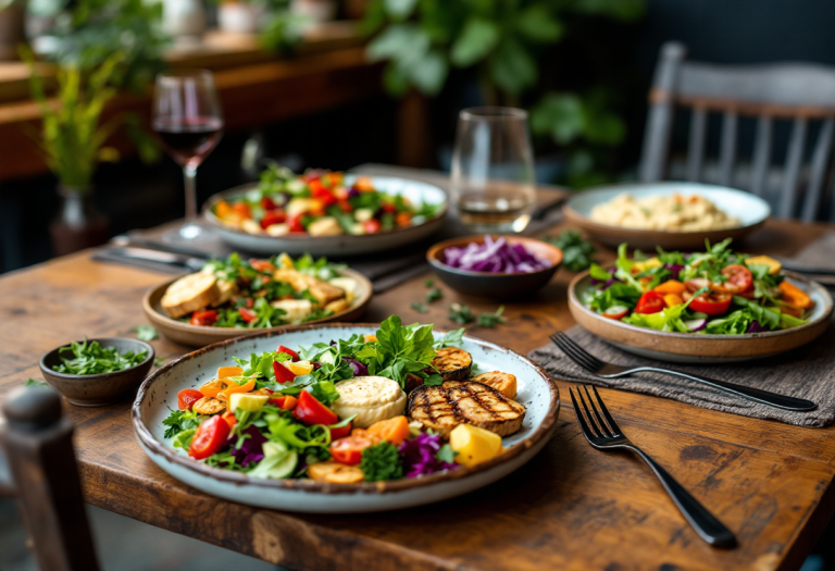 Piatto vegano colorato e appetitoso in un ristorante